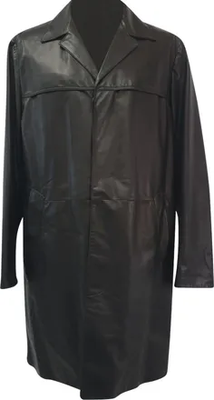 Prada Hidden Closure Trench Coat in Black Lamb Leather