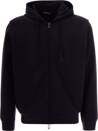 Emporio Armani Blue Textured Hood Sweatshirt