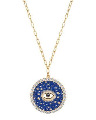 Gabi Rielle Rise Above The Crowd Collection 14K Over Silver Cz Evil Eye Pendant Necklace