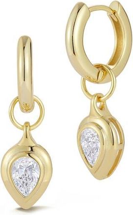 Glaze Jewelry Pear Cut Moissanite Drop Huggie Hoop Earrings in Gold at Nordstrom Rack