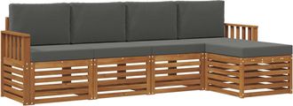 vidaXL Conjunto De Sof&aacute;s De Exterior 5 Uds. Natural Y Antracita Vidaxl
