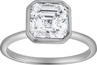 LuvMyJewelry Adele 2.5Ct Asscher Lab Grown Diamond Bezel Engagement Ring