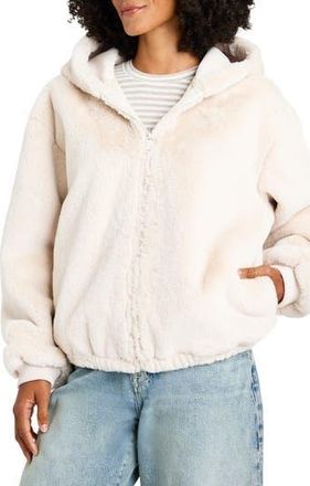 Splendid Mikki Faux Fur Hoodie in Snow at Nordstrom Rack, Size Small