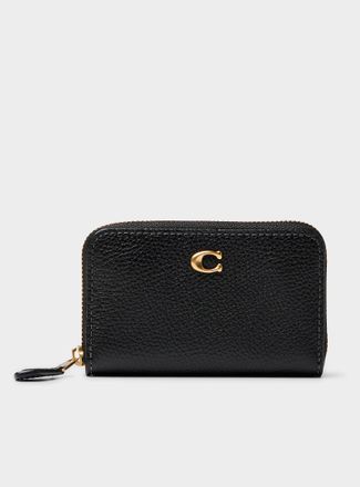 Coach Womens Pebbled leather zip card holder