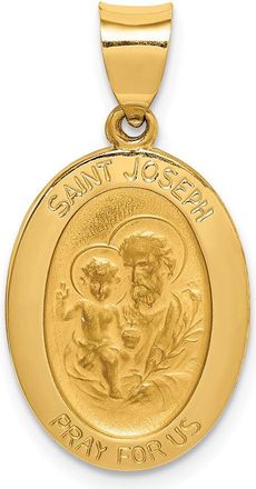Diamond2Deal 14k Yellow Gold Polished and Satin St Joseph Medal Hollow Pendant