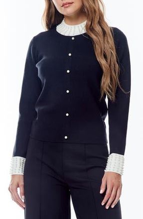 By Design Andi Pearly Beaded Sweater in Black/bright White at Nordstrom Rack, Size X-Small