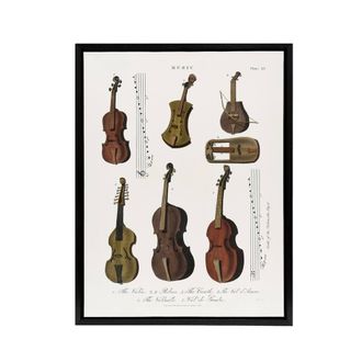 Artery8 Violin Viola Cello Encyclopedia Londinensis Black Framed Canvas Art in White | Size: W24 x H32