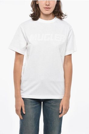 MUGLER Crew Neck Cotton T-Shirt with Embossed Logo size Xs
