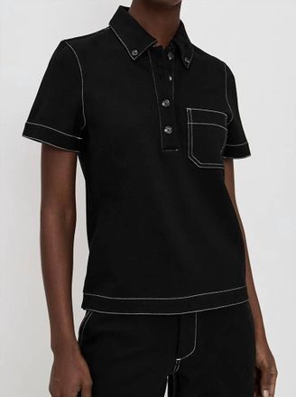 Rag & Bone Irina Contrast Stitch Polo In Black