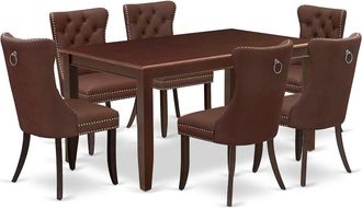 East West Furniture 7 Piece Dinette Set Consists of a Rectangle Dining Table