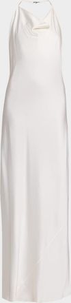 Stella McCartney Cowl-Neck Enverse Satin Backless Halter Gown