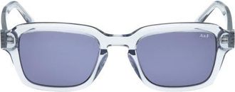 Abercrombie & Fitch 51mm Round Sunglasses in Shiny Blue/blue at Nordstrom
