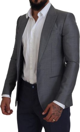 Dolce & Gabbana Mens Gray Wool Silk Slim Fit Jacket Blazer Clothing