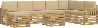 vidaXL Conjunto De Sof&aacute;s De Exterior 9 Uds. Blanco Y Beige Poli&eacute;ster Vidaxl