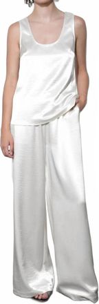 Greylin Satin Wide Leg Pants In Ivory