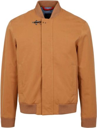 Fay Kraag Katoen Lange Mouwen Jas - Heren - Bomber jackets - Bruin - S - Katoen - Jassen