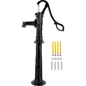 OEM Schwengelpumpe Gusseisen Gartenpumpe 40x15x68cm Wasserpumpe Mit 67cm Pumpenst&auml;nder Handwasserpumpe Nostalgie Handschwengelpumpe Schwarz Ideal Als Deko