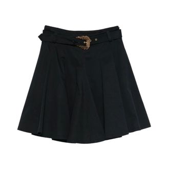 Versace Jeans Couture Short Skirts, female, Black, Size: 2XS Pleated Belt Skirt