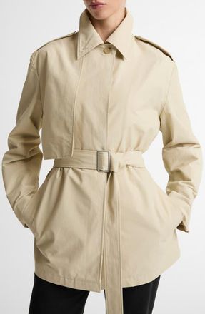 Vince Cotton Blend Short Trench Coat in Light Maiz at Nordstrom, Size Xx-Small