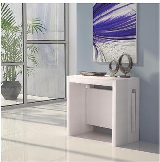 Terraneo Terraneo - Tavolo Extend Riducibile In Consolle Cm 186/80x80/45 X 76 Cm In Mdf Bianco - El540b