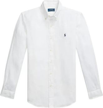 Ralph Lauren Custom Fit Linnen Overhemd - Heren - Casual Overhemden - Wit - XL - Linnen - Overhemden