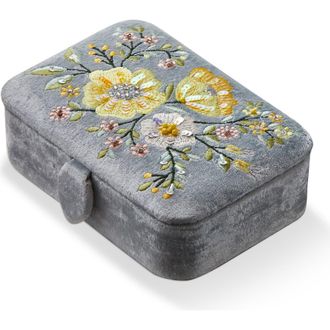 Tag Floral Embroidered Rect Box Blue Multi Velvet Fabric Everyday at Nordstrom