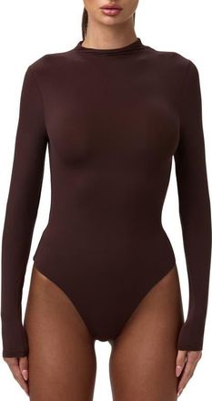 Naked Wardrobe Naked Long Sleeve Bodysuit in Dark Chocolate at Nordstrom, Size X-Large