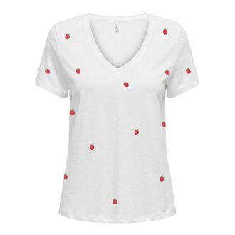 Only Gebordurd T-shirt met V-hals