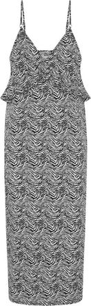 One Teaspoon Zebra Print Midi Jurk met Split - Dames - Casual kleedjes - Zwart - S - Kleedjes