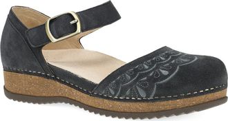 Dansko Mae Ankle Strap Platform Clog in Charcoal Embroidered Suede at Nordstrom, Size 11.5-12Us