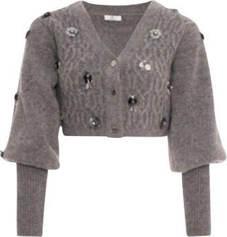 Fracomina Cardigan Corto Scollo a V - - Knitwear - Donna - Grigio - M