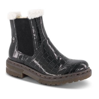Rieker Schoenen, Dames, Zwart, 39 EU, Winterlaarzen met Croco-Lak Design