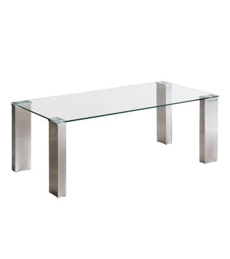 Home Heavenly Mesa de centro de cristal y patas metal 110x55x40 cm