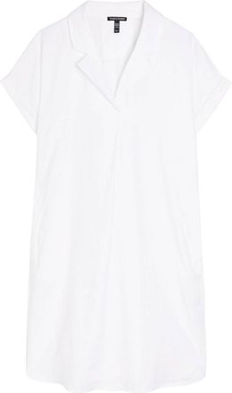 Eileen Fisher Eileen Fisher Notch Collar Linen Midi Shirt Dress - White - L (UK 18-20 / XL)