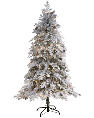 Nearly Natural 6Ft Flocked Montana Down Swept Spruce Artificial Christmas Tree