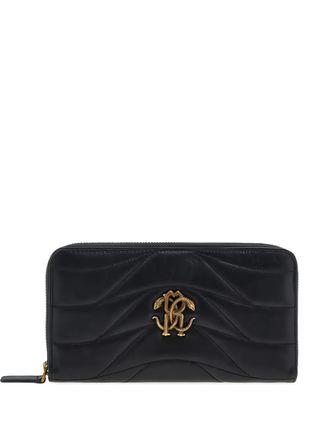 Roberto Cavalli quilted zip-around wallet - Black
