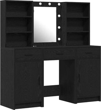 vidaXL Vidaxl - Conjunto De Mesa De Tocador 3 Pcs Roble Negro 50 X 41 X 135 Cm