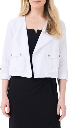 Nic+Zoe Rumba Linen Blend Moto Jacket in Paper White at Nordstrom Rack, Size Large
