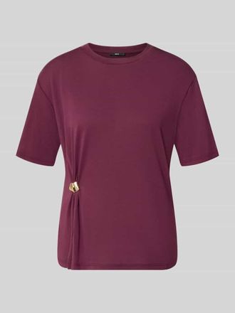 Zero Regular Fit T-Shirt mit Zierbesatz in Bordeaux, Gr&ouml;&szlig;e 34