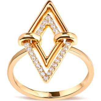 House of Brilliance 14K Yellow Gold 1/5 Cttw Diamond Double Triangle Ring at Nordstrom, Size 7