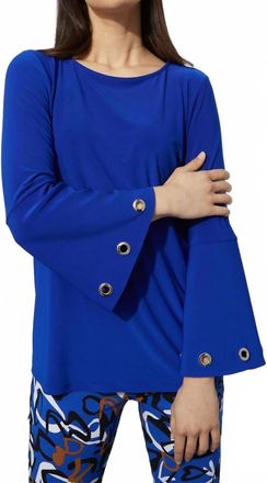 Joseph Ribkoff Grommet Sleeve Top In Blue