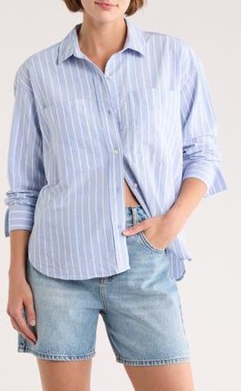 Beach Lunch Lounge Everly Stripe Cotton Button-Up Shirt in Fresh Air at Nordstrom Rack, Size Small