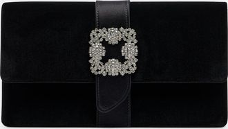 Manolo Blahnik Capri embellished velvet clutch