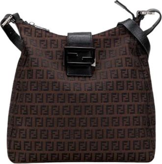 Fendi Pre-owned Shoulder Bags, female, Brown, Size: ONE SIZE Pre-owned Canvas Shoulder Bag
