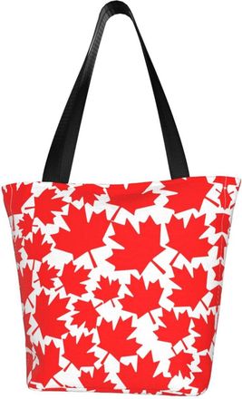 AOOEDM Canada Maple Leaf Reusable Tote Bag Women Casual Handbag Shoulder Bags for Shopping Groceries Travel Outdoors