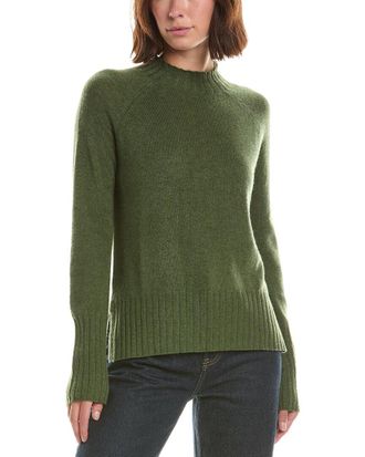 Fort&eacute; Cashmere Basic Trim Low Funnel 100% Cashmere Pullover