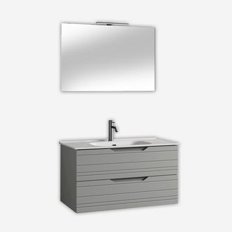 Aqa Mobile Bagno Sospeso Con Specchio E Lavabo Solmira 100 - Grigio