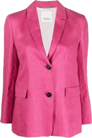 Max Mara Pink Single-breasted linen blazer