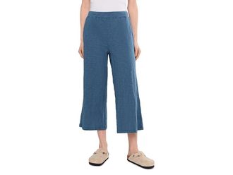 Mod-o-doc Wide Leg Cropped Pants Womens Casual Pants Pacific Blue : MD 22.5, Cotton