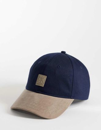Calvin Klein Cappellino color block misto blu scuro e beige